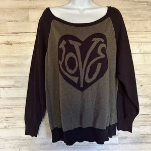 Torrid Green Black Heart Love Sweater Size 3